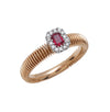 anello millerighe in oro rosa 18 kt, rubino e diamanti
