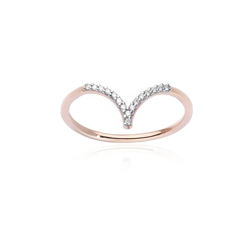 ANELLO WHITE CHAVRON ORO ROSA E DIAMANTI