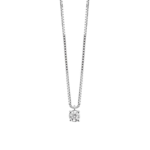 Collana luce in oro bianco con diamante ct 0.24