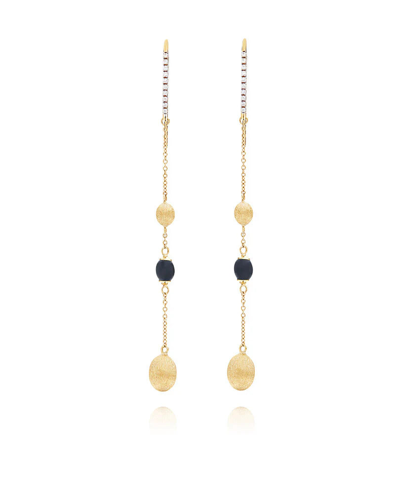 Orecchini mistery black in oro giallo, onice e diamanti