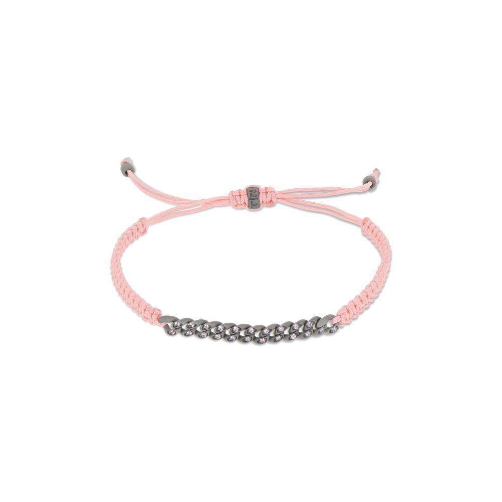 BRACCIALE GROUMETTE NAUTICA MINI IN TITANIO CON ZAFFIRI ROSA E LACCIO ROSA INTRECCIATO