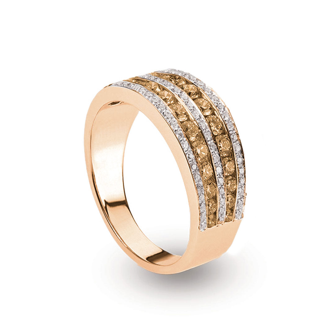 ANELLO IN ORO ROSA DIAMANTI BIANCHI E BROWN