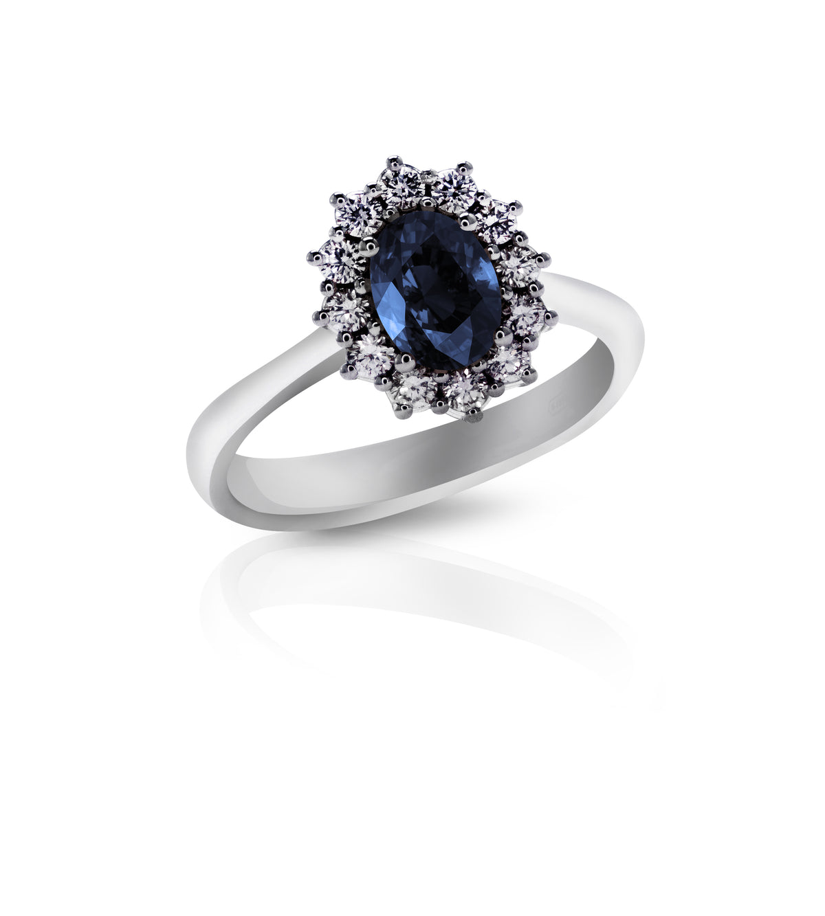 ANELLO ZAFFIRO blu E DIAMANTI