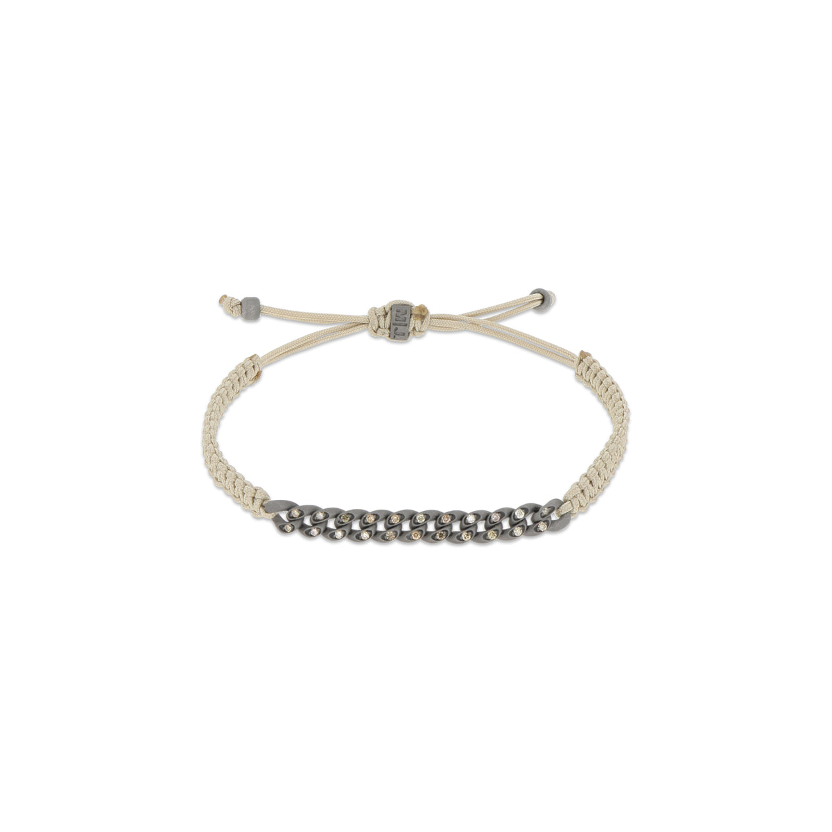 BRACCIALE GROUMETTE NAUTICA MINI IN TITANIO CON DIAMANTI BROWN E LACCIO SABBIA INTRECCIATO