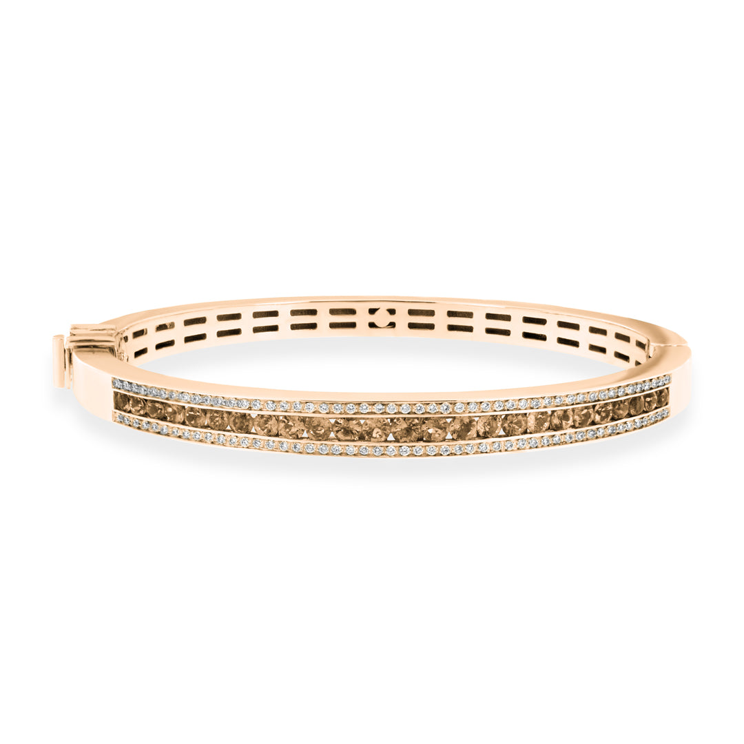 BRACCIALE RIGIDO IN ORO ROSA DIAMANTI BIANCHI E BROWN
