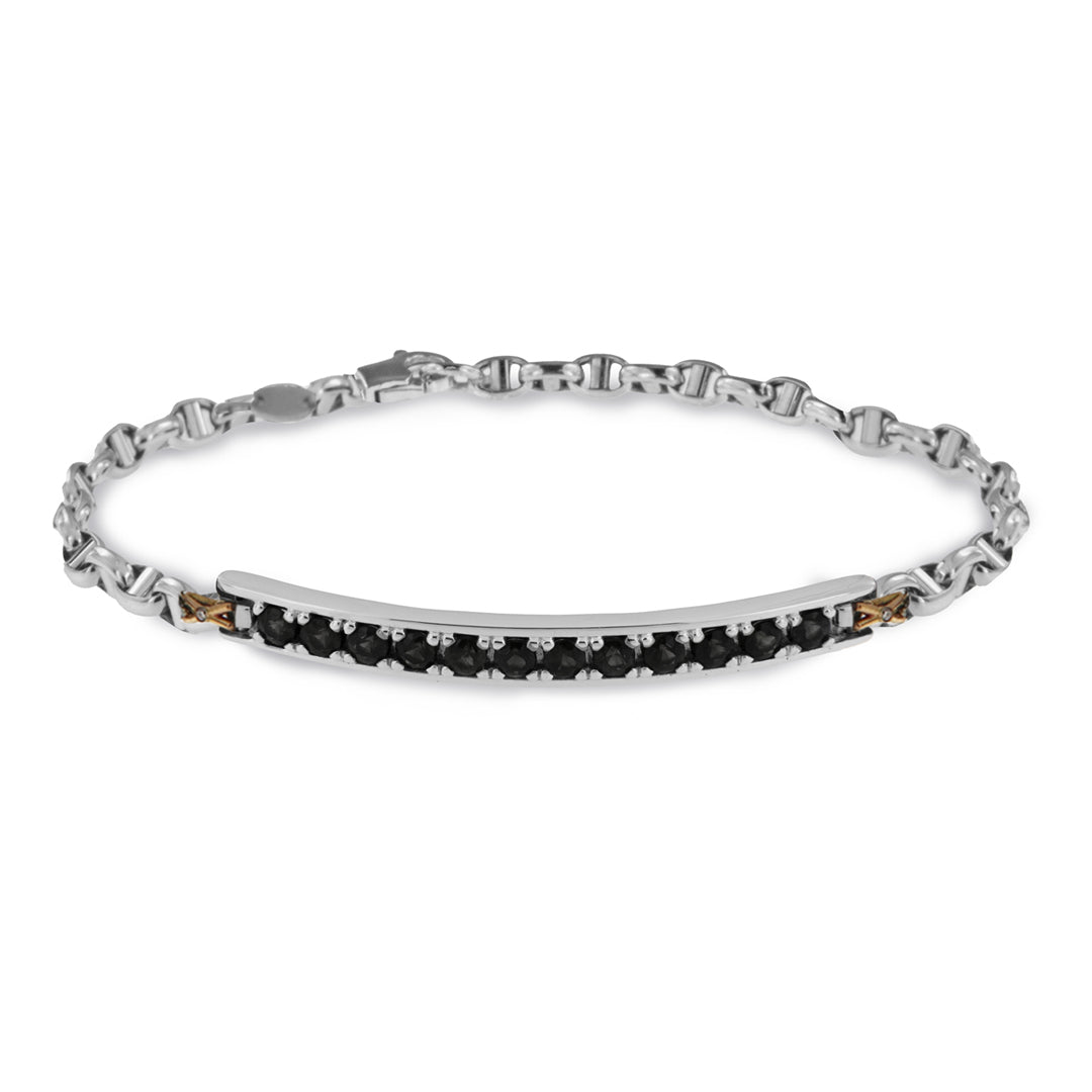 BRACCIALE UOMO IN ORO BIANCO E DIAMANTI NERI