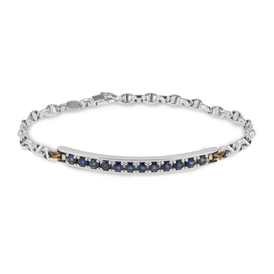 BRACCIALE UOMO IN ORO BIANCO E ZAFFIRI BLU