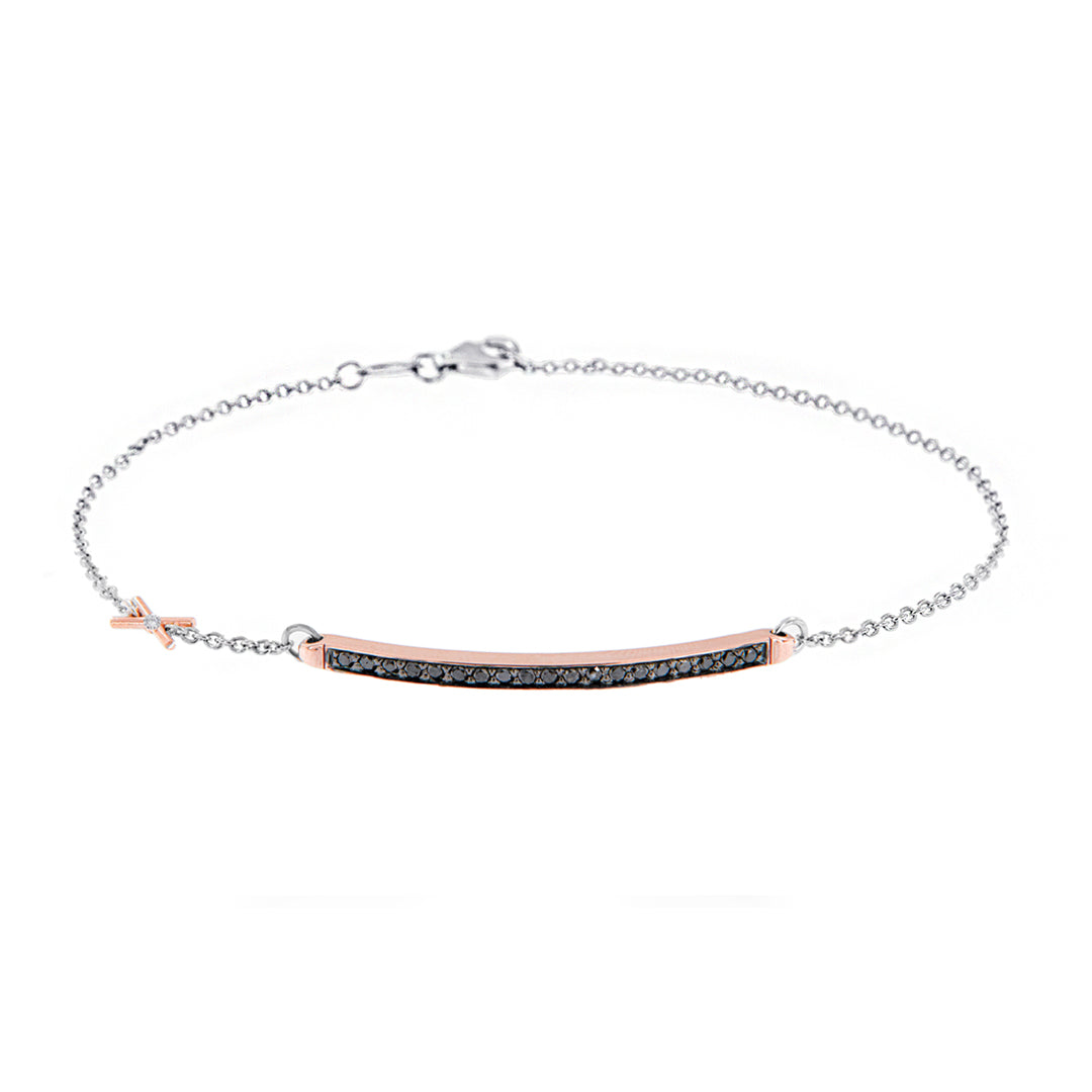 BRACCIALE UOMO IN ORO BIANCO/ROSA E DIAMANTI BLACK