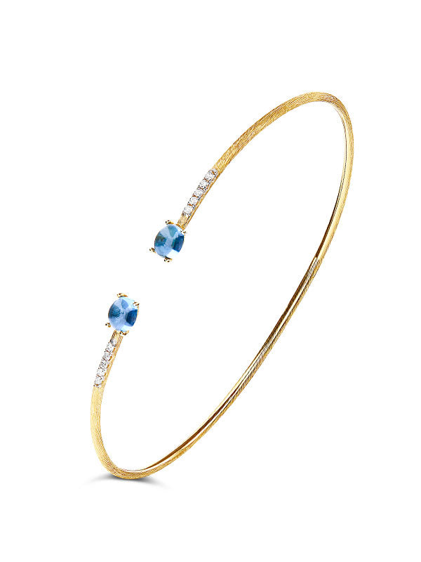 Bracciale in oro giallo 18 kt diamanti e topazio blu london