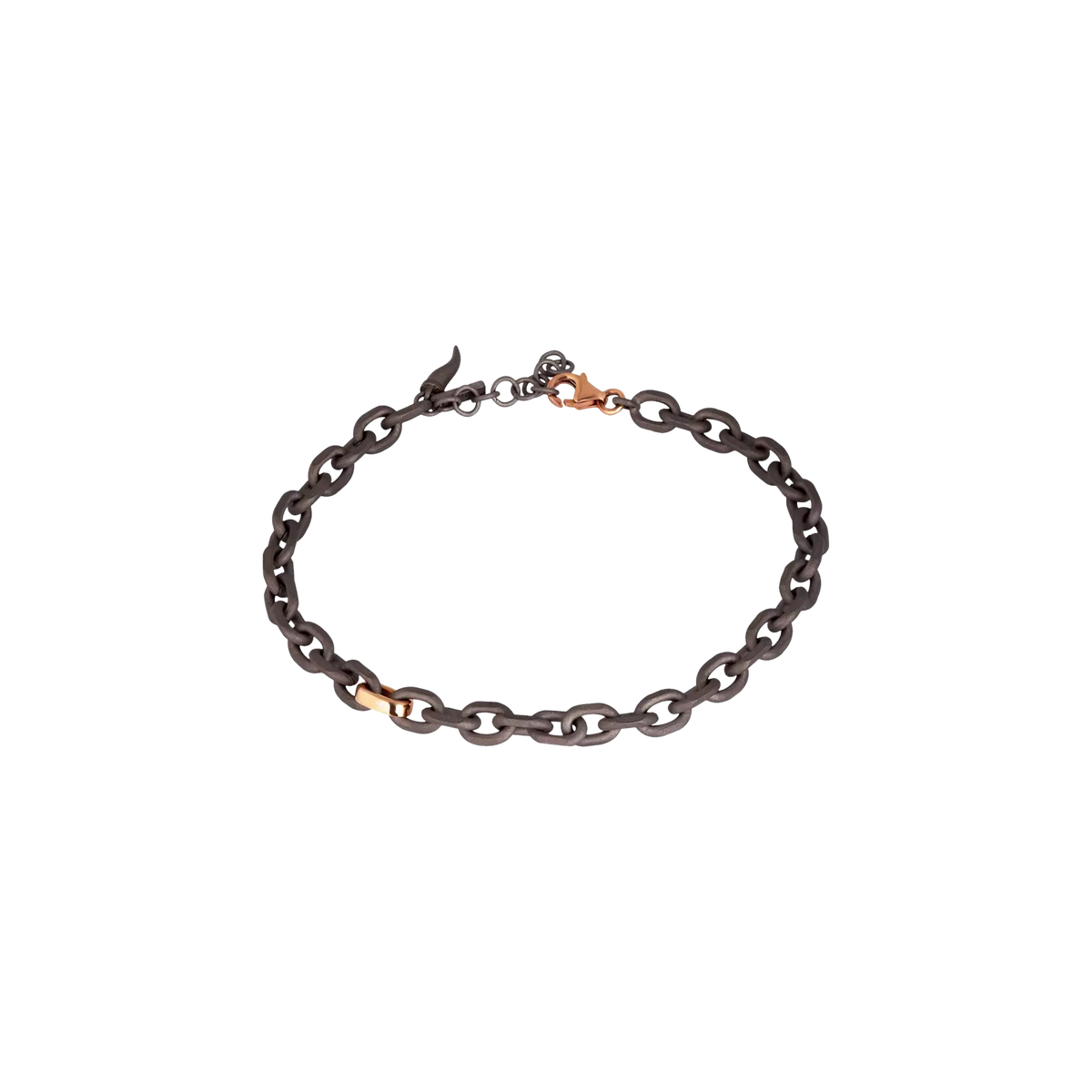 BRACCIALE UOMO CON CATENA IN TITANIO E ORO ROSSO 9 KT