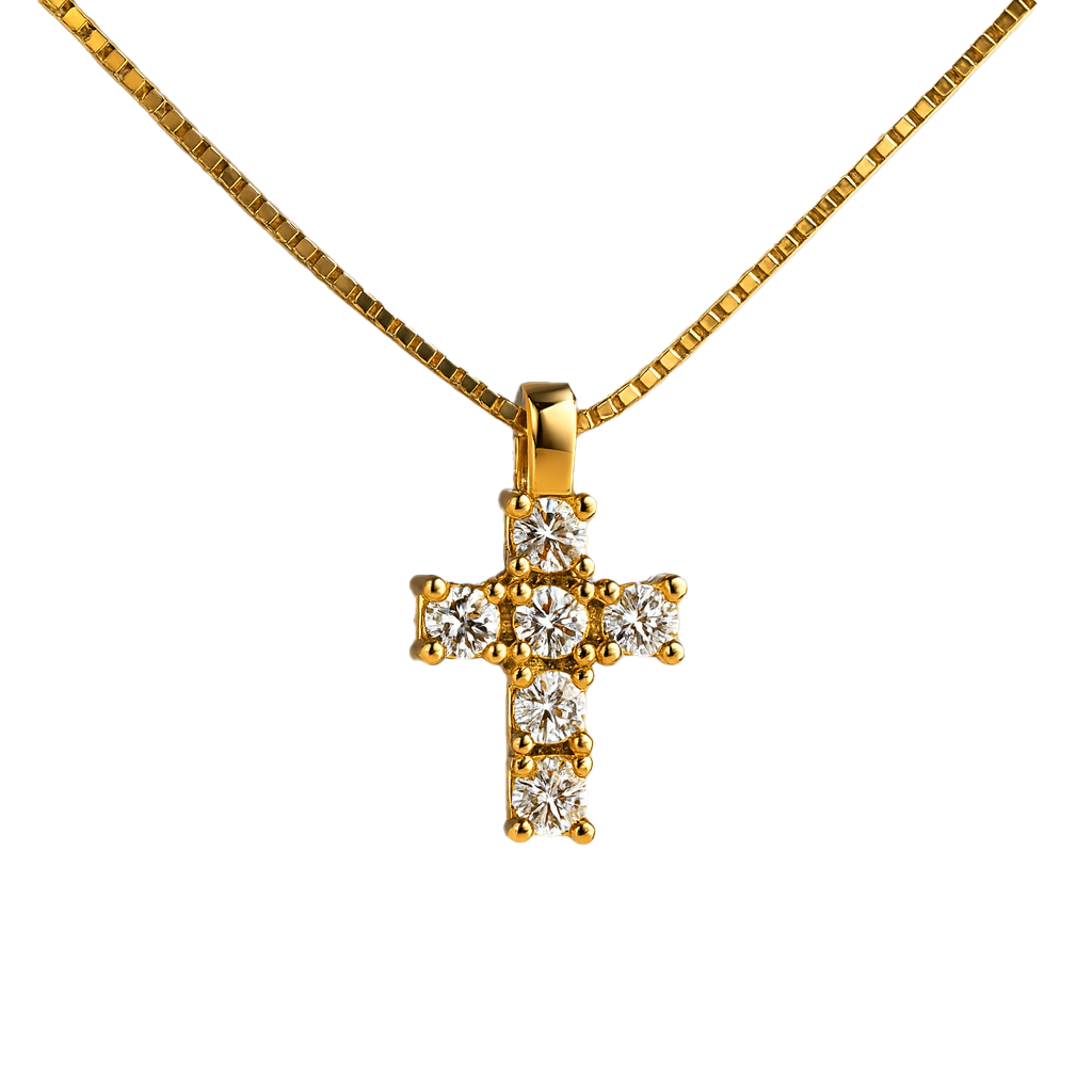 GIROCOLLO CROCE ORO GIALLO E DIAMANTI