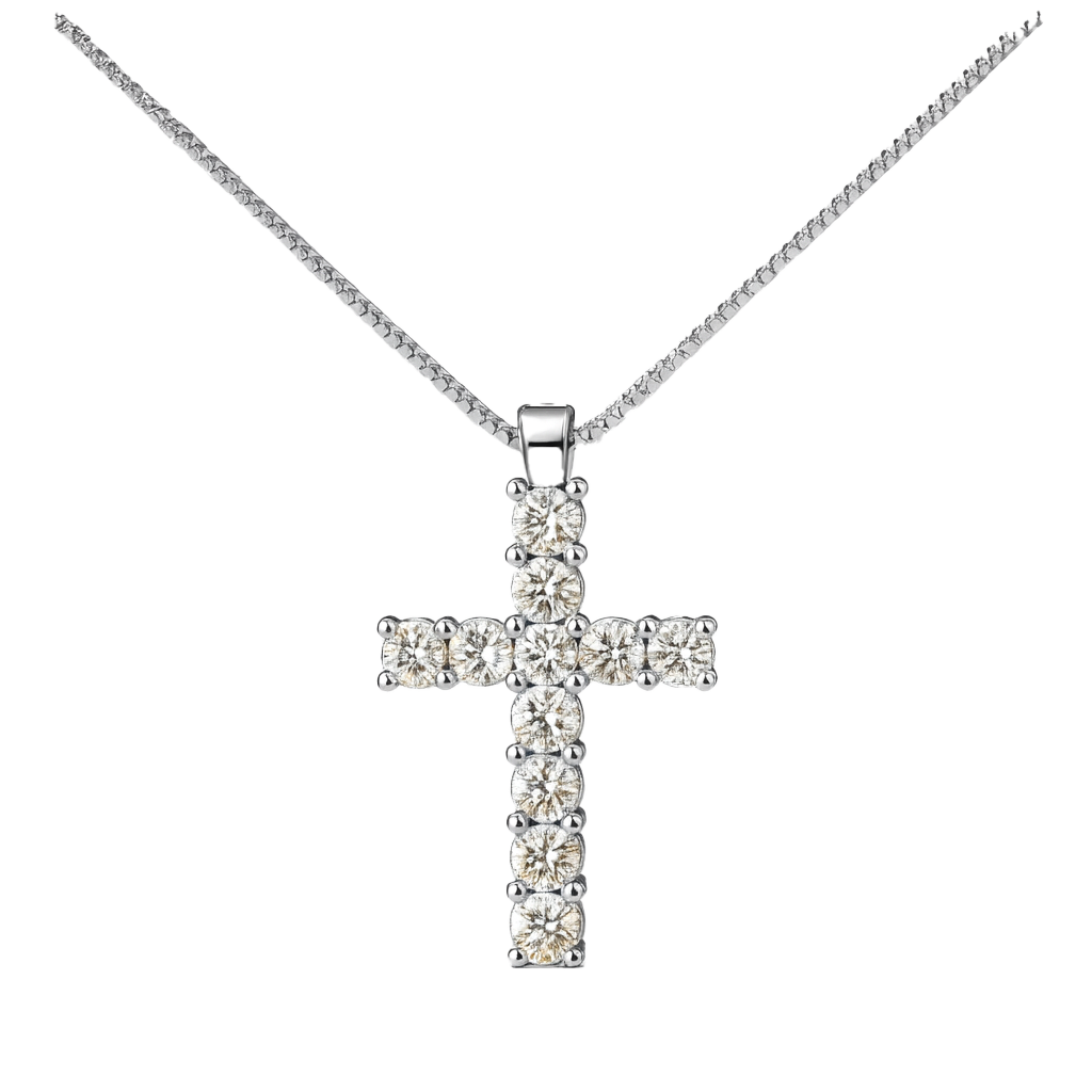 GIROCOLLO CROCE ORO BIANCO E DIAMANTI