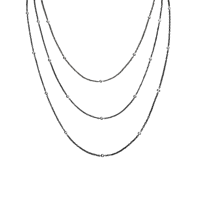 Collana in oro brunito e diamanti