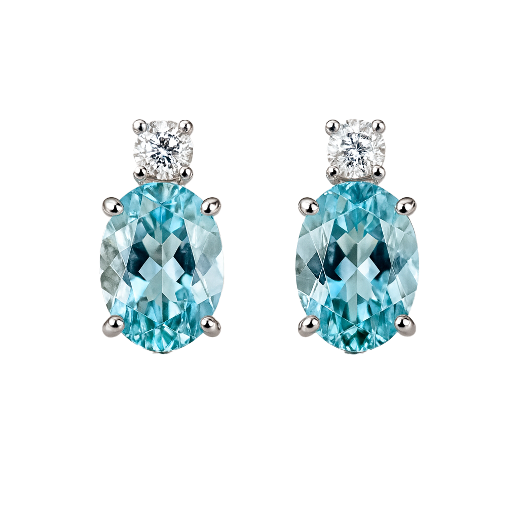 orecchini in oro bianco, acquamarina e diamanti
