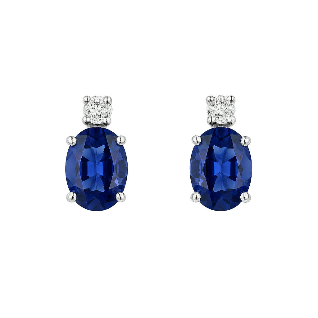 orecchini in oro bianco, zaffiri blu e diamanti