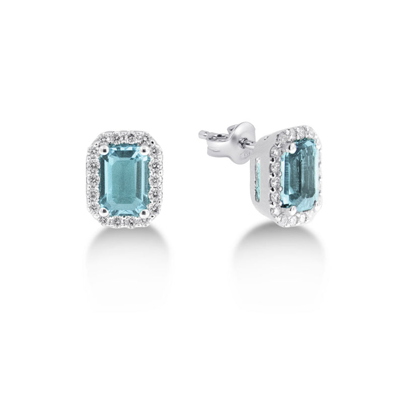 ORECCHINI IN ORO BIANCO 18 KT ACQUAMARINE E DIAMANTI