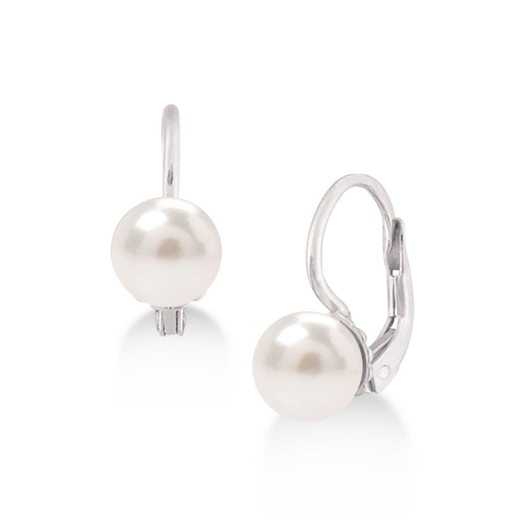Orecchino in oro bianco e perla