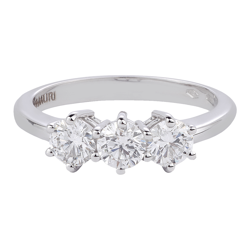 Anello trilogy in oro bianco e diamanti