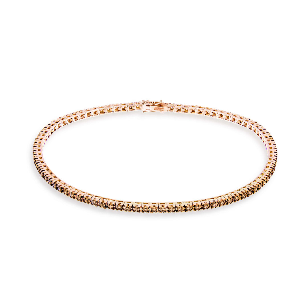 BRACCIALE TENNIS ORO ROSA E DIAMANTI BROWN