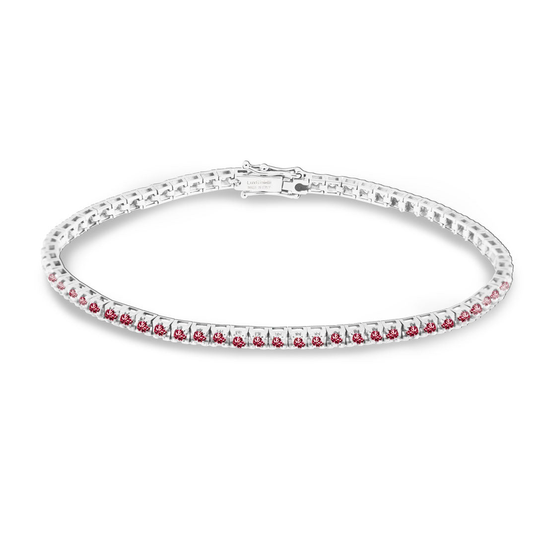 Bracciale tennis in oro bianco e rubini