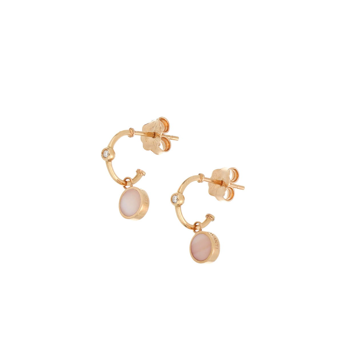 Orecchini Brio charm in oro rosa, madreperla e diamanti
