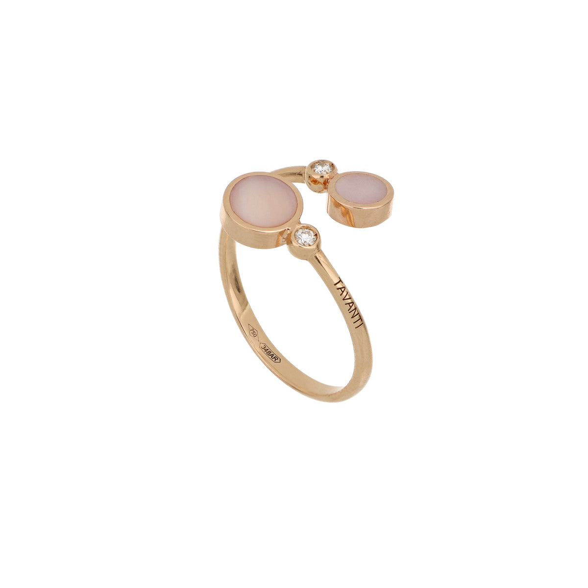 Anello Brio contrarie in oro rosa madreperla e diamanti