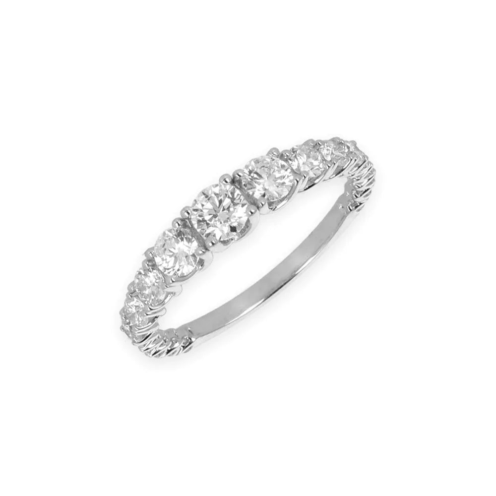 Anello degradè in oro bianco e diamanti