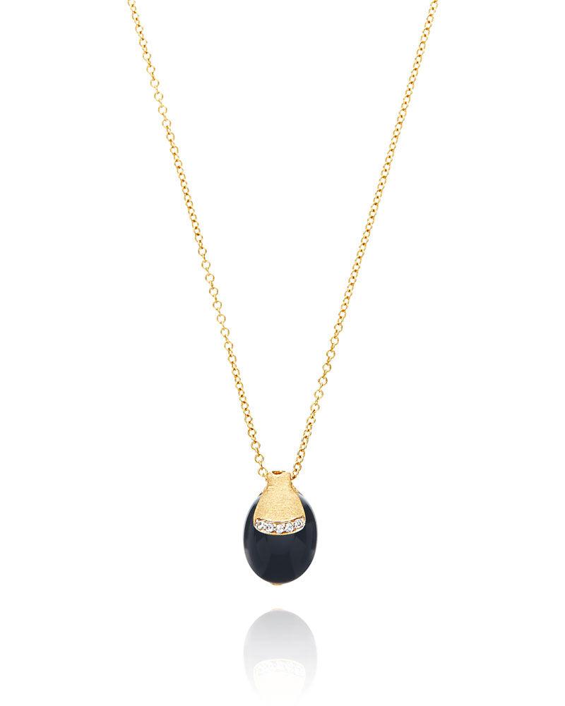 girocollo in oro giallo 18 kt diamanti e onice