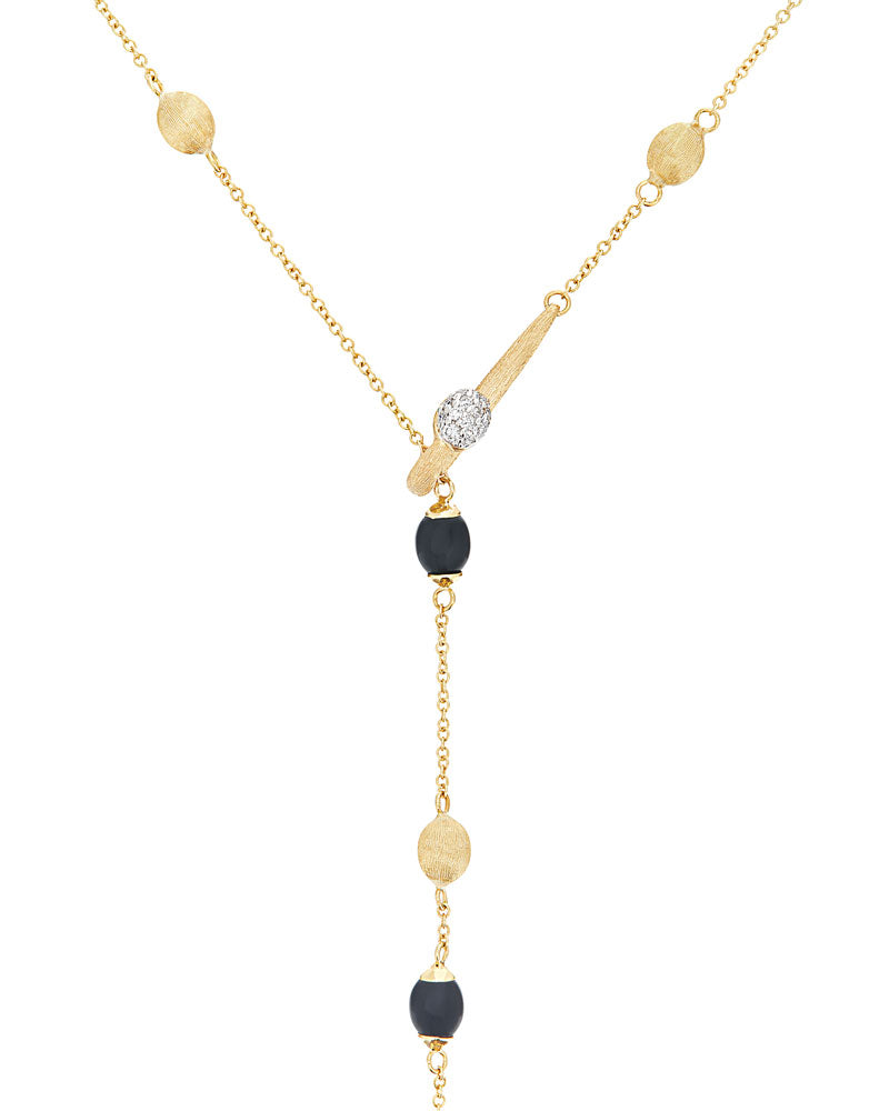 girocollo in oro giallo 18kt diamanti e onice