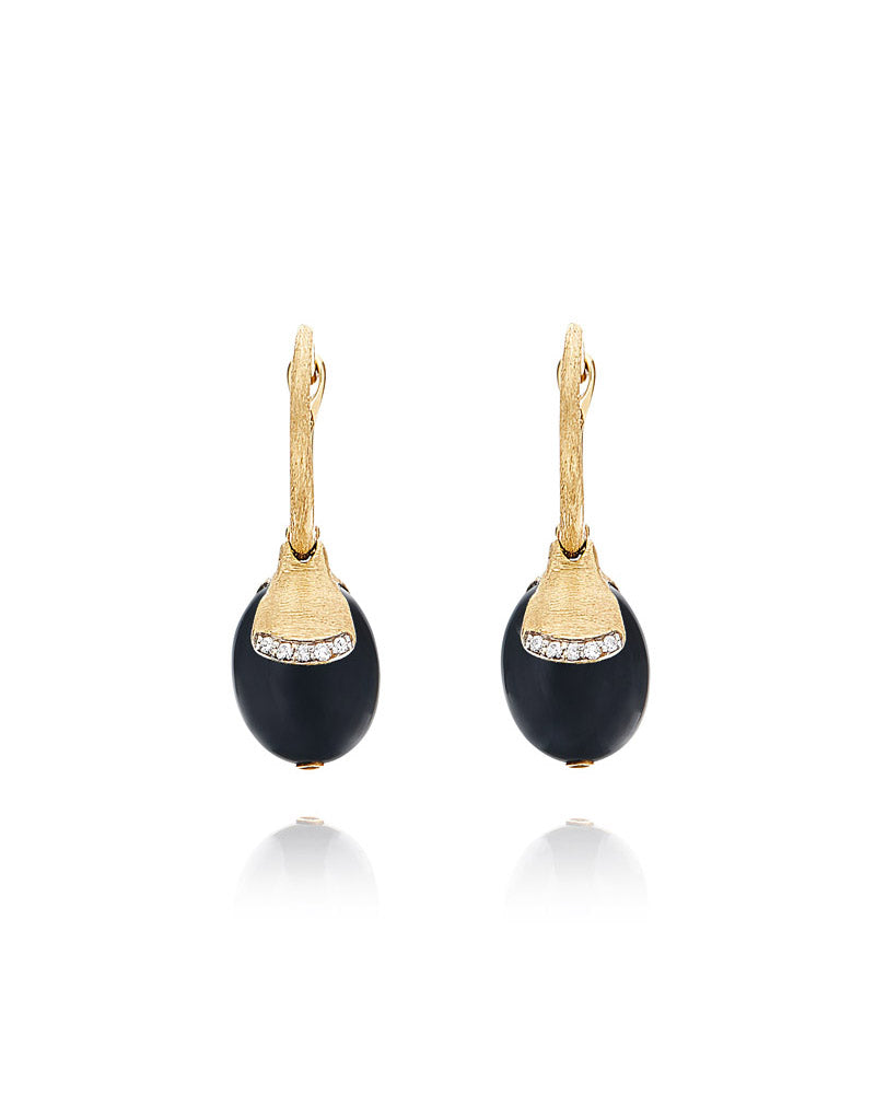 orecchini in oro giallo diamanti e onice