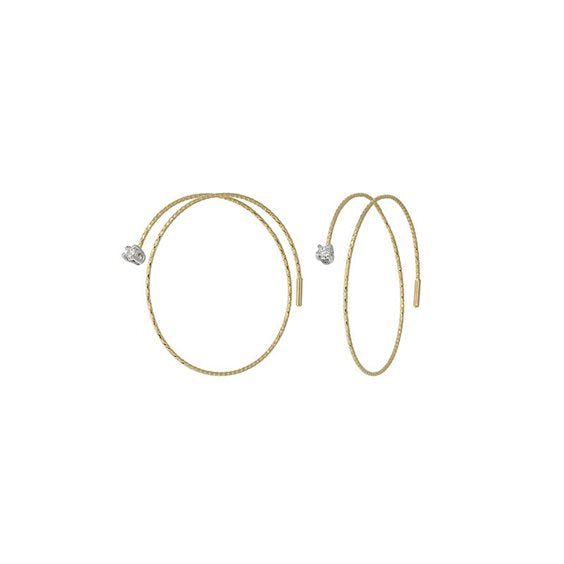 orecchini a cerchio in bianco 18kt  e diamanti ct 0.04